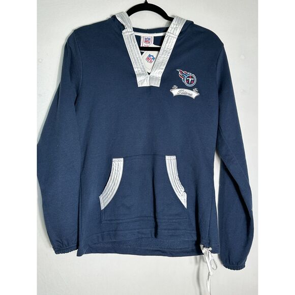 NFL For Her Titans Blue Silver V Neck Sweatshirt Size Medium NWT - Picture 2 of 6